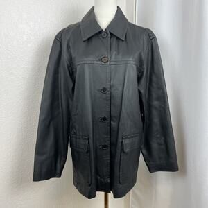 Georgio Sant‎ Angelo Jacket Womens Medium Black Leather Oversized Old Money VTG